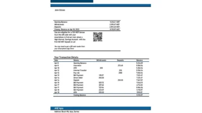 Samoa ANZ Bank Statement Template