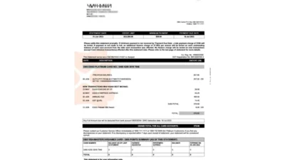 Singapore DBS Bank Credit Card Statement Template