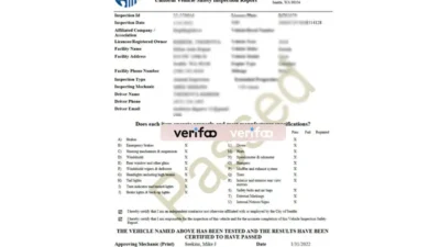 USA Uniform Vehicle Safety Inspection Report Word And PDF Template