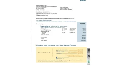 Spain Gas Natural Servicios SDG Utility Bill Word And PDF Template (2 Pages)