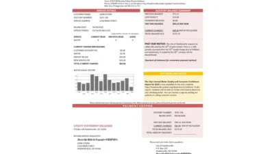 USA City Of Utility Statement Water Utility Bill Word And PDF Template