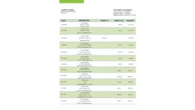 Fiji Bank of South Pacific Bank Statement Word And PDF Template