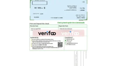 United States Bank of America Cheque Template in word and pdf format