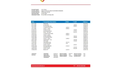 Romania Banca Transilvania Bank Statement Word And PDF Template