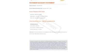 United States Payoneer Account Statement Template in Word and PDF Format