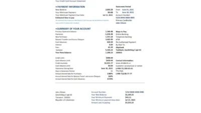 Uzbekistan Aloqabank Bank Statement Excel And PDF Template