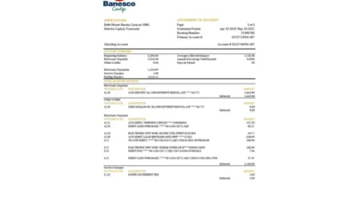 Venezuela Banesco Bank Statement Template