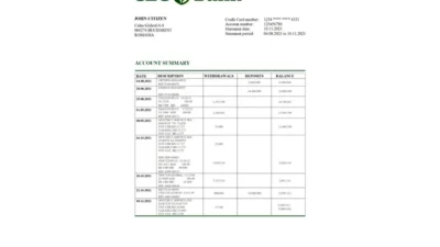 Romania CEC Bank Statement Template