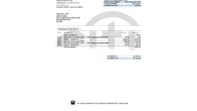 United Kingdom Citibank Bank Statement Word And PDF Template
