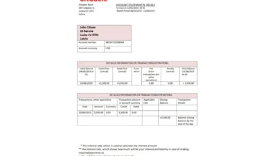 Latvia Citadele Bank Statement Template