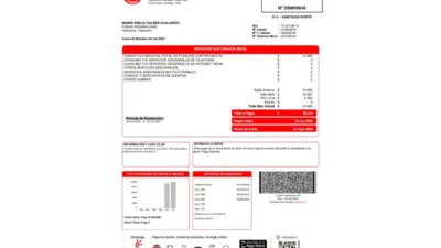 Chile Claro Mobile And Telecommunications Bill Word And PDF Template (2 Pages)