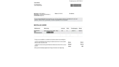Sweden Telia Delivery Note Word And PDF Template