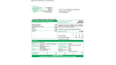 Italy EDISON Electricity Bill Template in word and pdf format