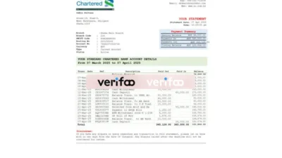 Italy Standard Chartered Bank Statement Template in word and pdf format