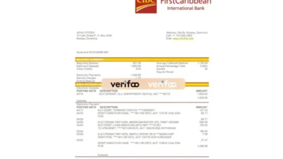 Dominica CIBC First Caribbean International Bank Statement Template