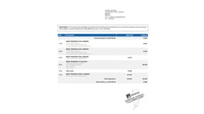 Luxembourg Sogexia S.A. Bank Statement Template