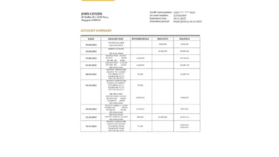 Singapore Maybank Bank Statement Template