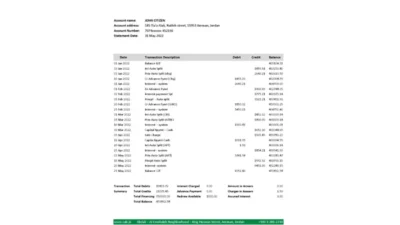 Jordan Cairo Amman bank Statement Excel And PDF Template