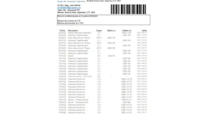 Grupo de Inversores Argentina Bank Statement Word And PDF Template