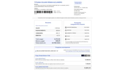 Ecuador Titanium Visa Credit Card Statement Word And PDF Template (7 Pages)