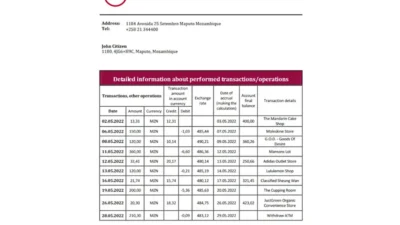 Zambia Absa bank statement Template