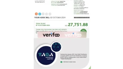 Al Ain Distribution Company business utility bill template