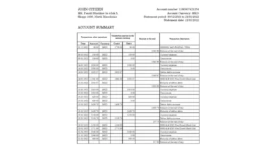 North Macedonia Stater Banka Bank Statement Excel And PDF Template
