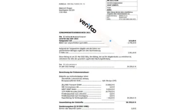Austria tax assessment Editable Template in Word And PDF Format