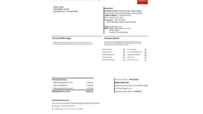 USA Wells Fargo Bank Statement Excel And PDF Template