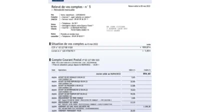 France La Banque Postale Bank Statement Word And PDF Template (3 Pages)