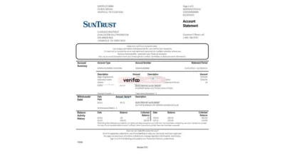 USA Georgia SunTrust Bank Statement Template