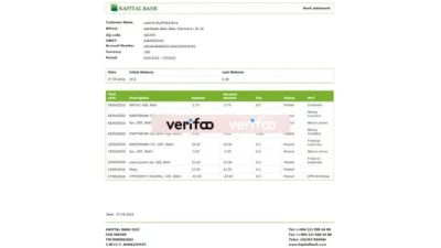 Azerbaijan Kapital bank statement template