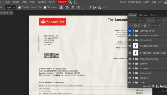 UK Santander Statement PSD Template