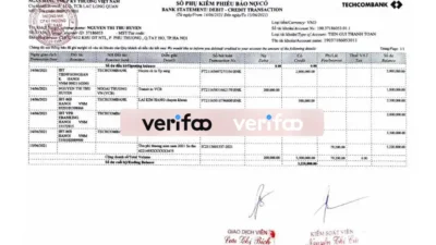 VIETNAM TECHCOMBANK BANK STATEMENT Template