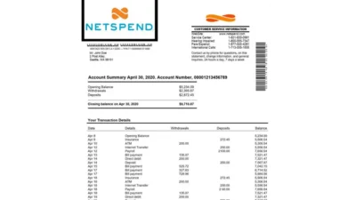 Netspend Bank Statement