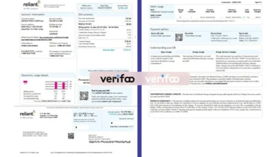United States Reliant Energy Utility Bill Template in Word and PDF Format