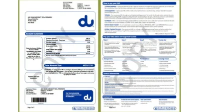 UAE du Business Mobile Utility Bill Template
