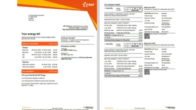 United Kingdom EDF Energy Bill Template in word and pdf format