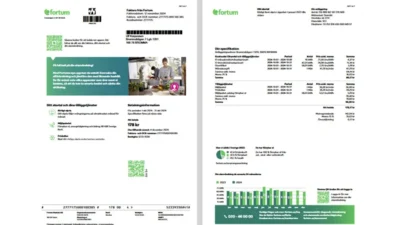 Sweden Fortum Electricity Bill Template in word and pdf format