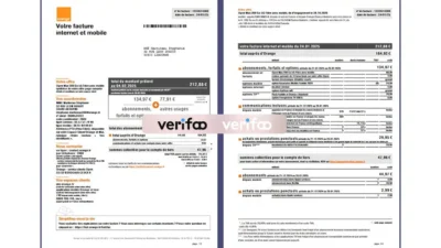 France Orange Telecommunication Bill Template in word and pdf format
