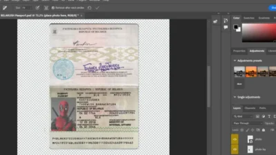Belarus passport PSD template