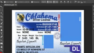 Oklahoma Drivers License Template psd format v1