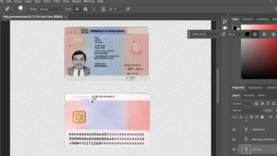 Italy resident permit card psd template