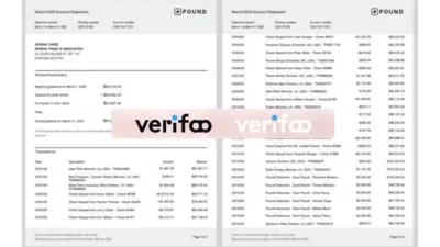 United States Found Bank Account Statement Template