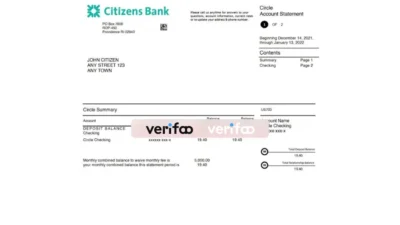 USA Citizens Bank Statement Word And PDF Template (3 Pages)