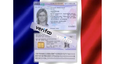 France residence permit card PSD template