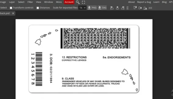Hawaii Drivers License Template PSD v2