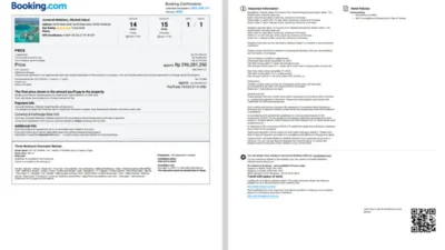 Maldives Hotel Booking Confirmation Template in word and pdf format