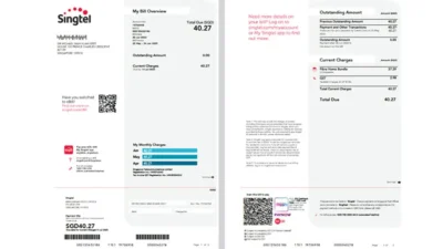 Singapore Singtel Bill Template in word and pdf format