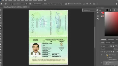 Costa Rica Fake passport PSD template